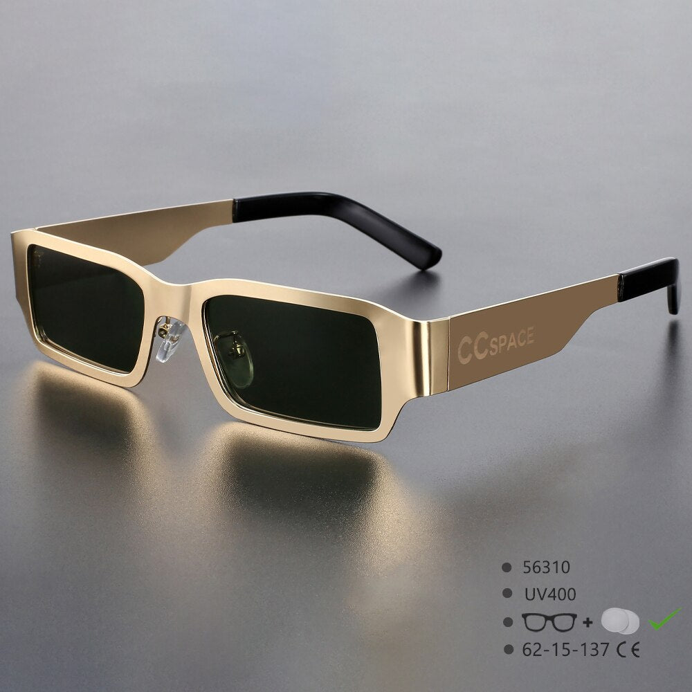 CCspace Unisex Full Rim Rectangle Alloy UV400 Sunglasses 56310 Sunglasses CCspace Sunglasses CCspaceGold  