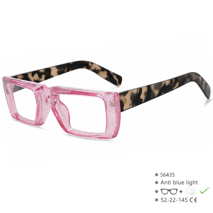 CCspace Women's Full Rim Square Tr 90 Eyeglasses 56435 Full Rim CCspace PinkLeopard  