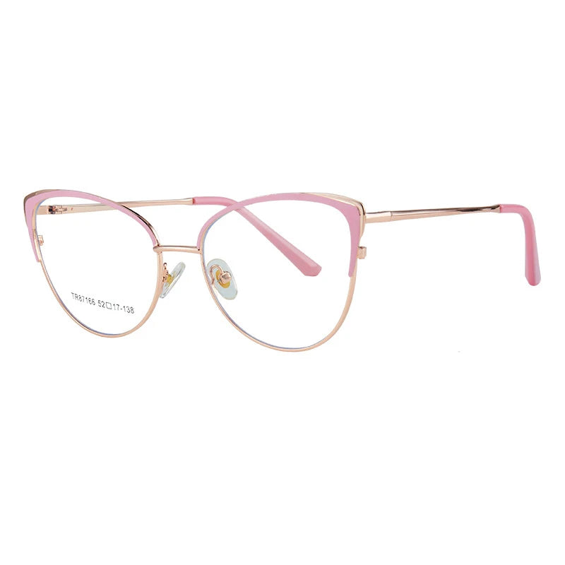 KatKani Women's Full Rim Cat Eye Alloy Eyeglasses 87166 Full Rim KatKani Eyeglasses Pink  