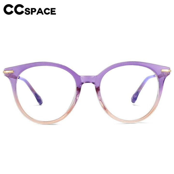 CCSpace Women's Full Rim Round Acetate Alloy Eyeglasses 56609 Full Rim CCspace   