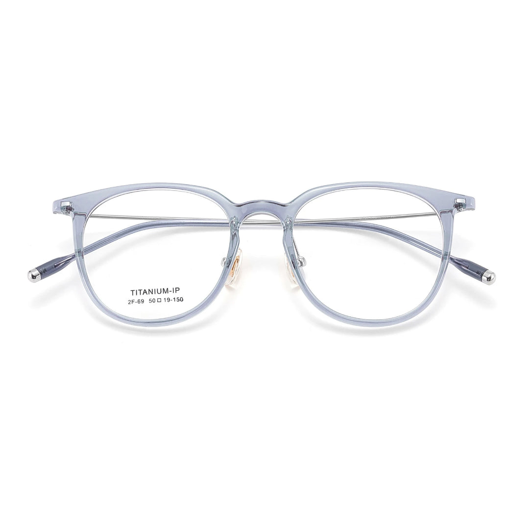 Yimaruili Unisex Full Rim Round Tr 90 Titanium Eyeglasses 236699