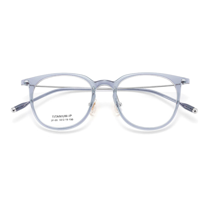Yimaruili Unisex Full Rim Round Tr 90 Titanium Eyeglasses 236699