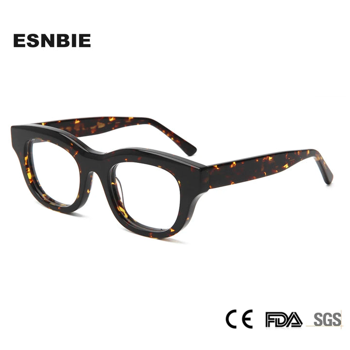 Esnbie Unisex Full Rim Square Oval Thick Acetate Eyeglasses 230401 Full Rim Esnbie   