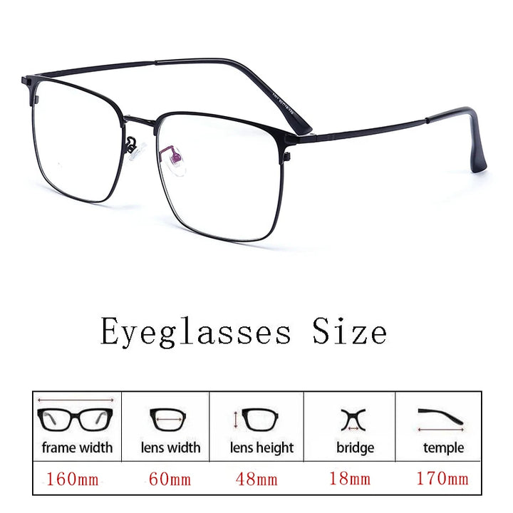 Hdcrafter Men's Full Rim Large Square Titanium 160mm Eyeglasses 3301 Full Rim Hdcrafter Eyeglasses   