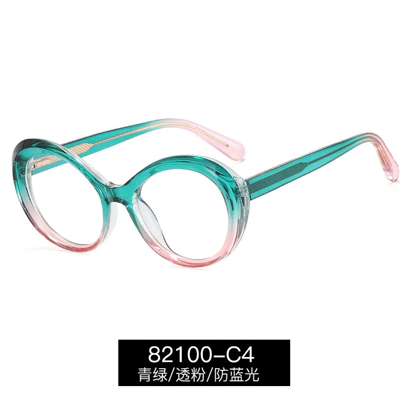 Reven Jate Unisex Full Rim Oval Round Tr 90 Alloy Eyeglasses 369142