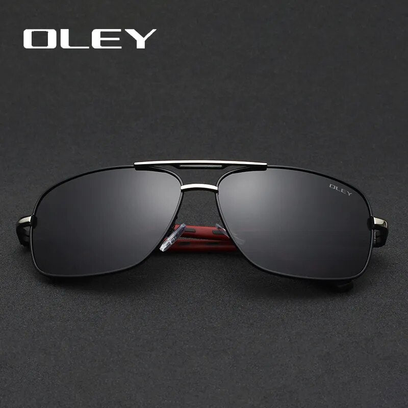 Oley Men's Full Rim Oval Aluminum Magnesium Polarized Sunglasses Y8724 Sunglasses Oley   