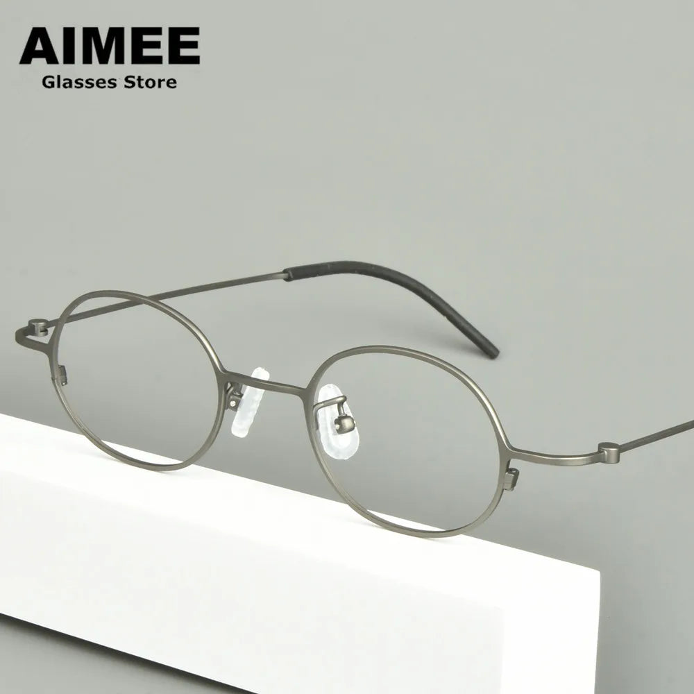 Aimee Unisex Full Rim Small Round Titanium Eyeglasses 14516 Full Rim Aimee   