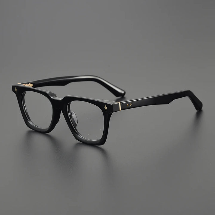 Black Mask Unisex Full Rim Square Acetate Eyeglasses 55015 Full Rim Black Mask Black-Gold  