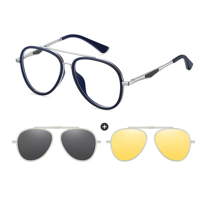 Vicky Women's Full Rim Oval Alloy Steel Eyeglasses Clip On Sunglasses 77052