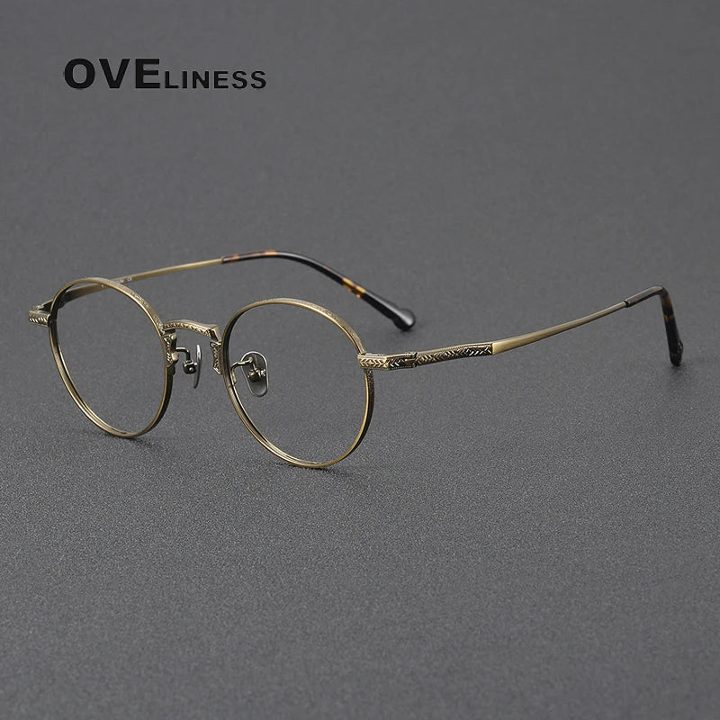 Oveliness Women's Full Rim Round Acetate Titanium Eyeglasses 3042 Full Rim Oveliness bronze  