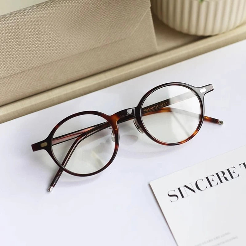 Black Mask Unisex Full Rim Round Acetate Eyeglasses 49205 Full Rim Black Mask