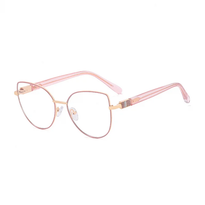 Ralferty Women's Full Rim Round Cat Eye Alloy Eyeglasses R82123 Full Rim Ralferty C5 Pink CHINA 