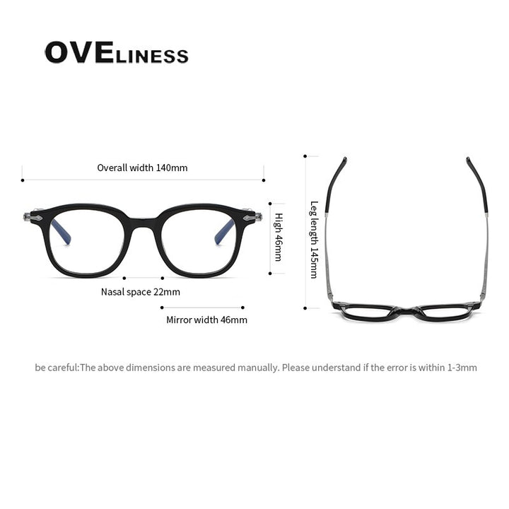 Oveliness Unisex Full Rim Square Acetate Titanium Eyeglasses 80851 Full Rim Oveliness   