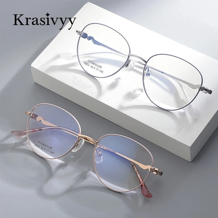 Krasivyy Women's Full Rim Oval Round Titanium Eyeglasses 443004 Full Rim Krasivyy   