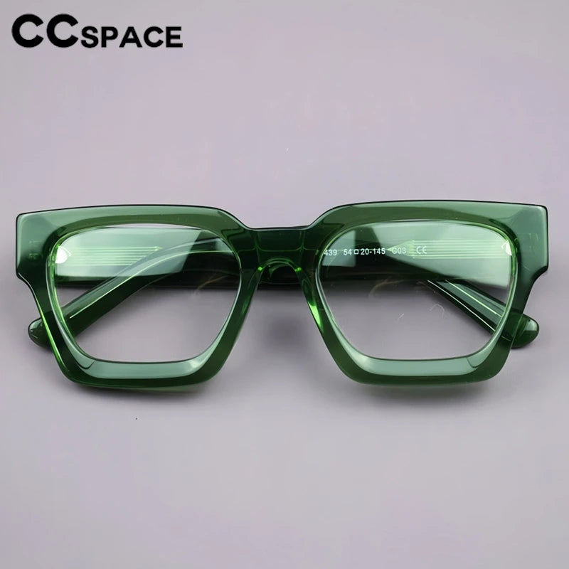 CCspace Women's Full Rim Big Brow Line Polygon Acetate Reading Glasses 802605