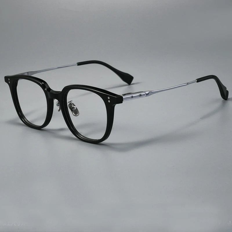 Black Mask Unisex Full Rim Square Titanium Acetate Eyeglasses 368150
