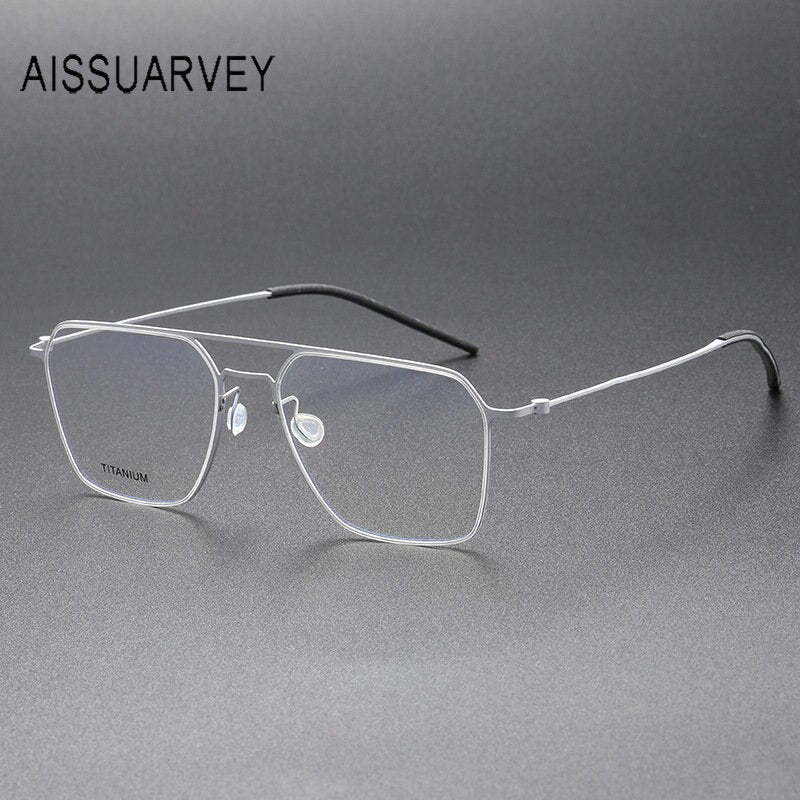 Aissuarvey Men's Full Rim Square Double Bridge Titanium Eyeglasses 554417 Full Rim Aissuarvey Eyeglasses   