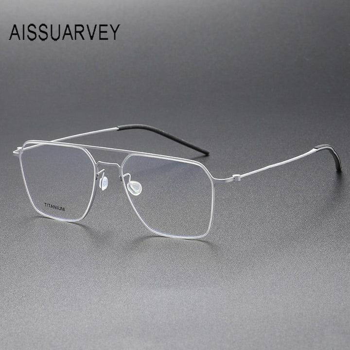 Aissuarvey Men's Full Rim Square Double Bridge Titanium Eyeglasses 554417 Full Rim Aissuarvey Eyeglasses   