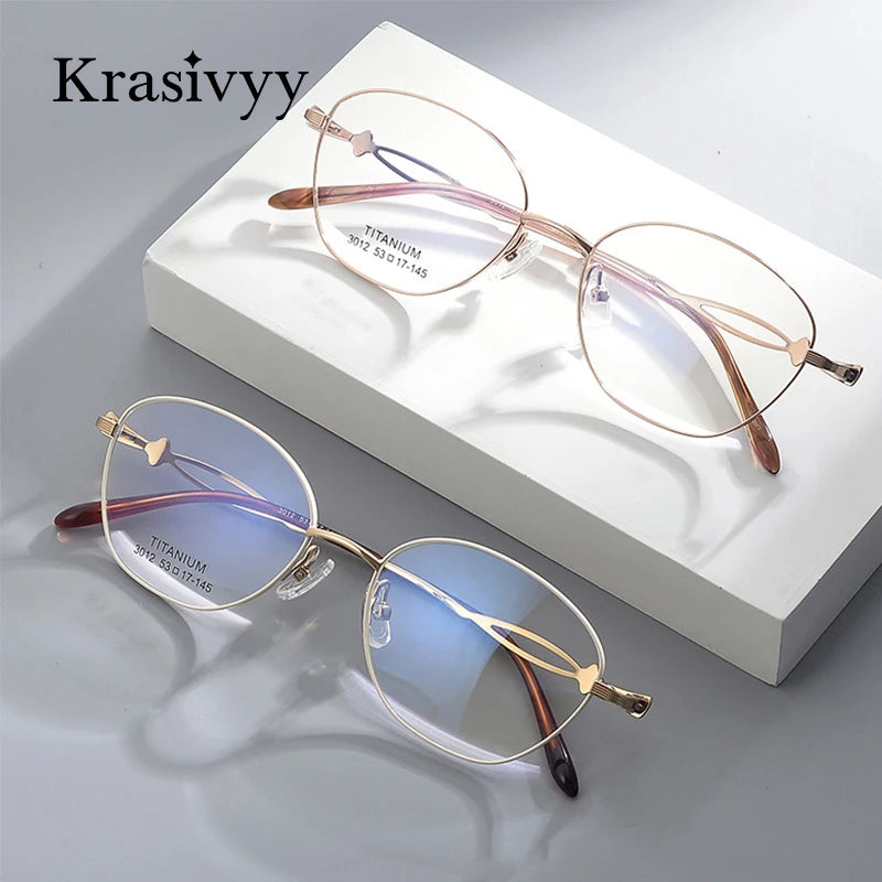 Krasivyy Women's Full Rim Oval Round Titanium Eyeglasses 443012 Semi Rim Krasivyy   