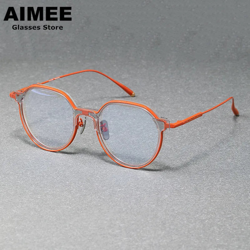 Aimee Unisex Full Rim Polygon Titanium Acetate Eyeglasses 810162