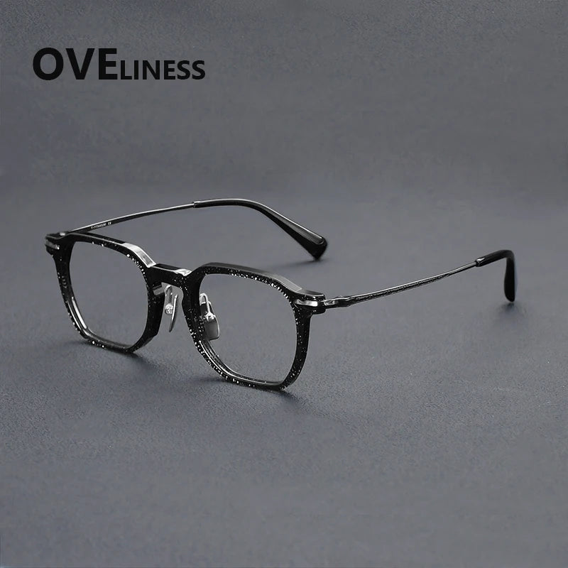 Oveliness Unisex Full Rim Square Acetate Titanium Eyeglasses 926024