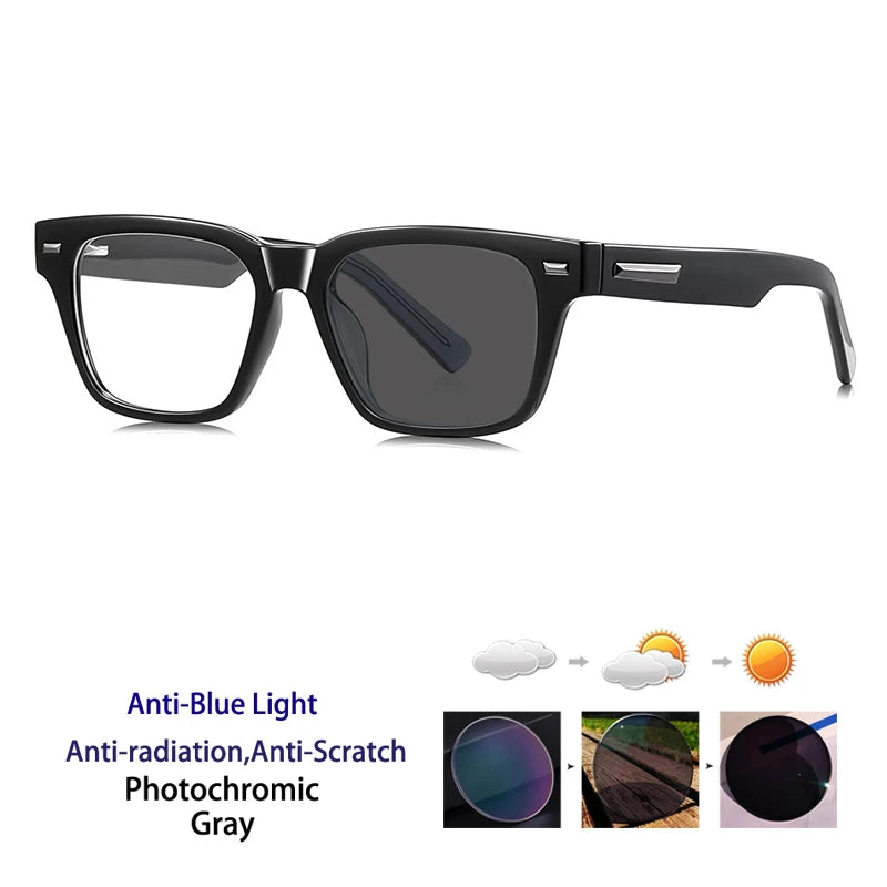 Kocolior Unisex Full Rim Square Acetate Photochromic Reading Glasses 421035