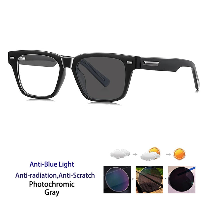 Kocolior Unisex Full Rim Square Acetate Photochromic Reading Glasses 421035