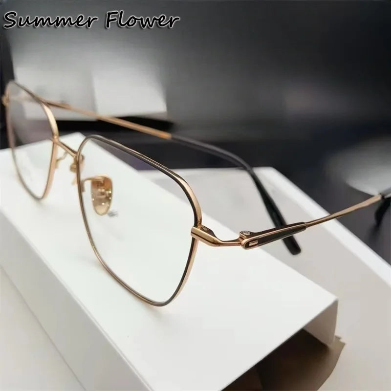 Summer Flower Unisex Full Rim Polygonal Titanium Eyeglasses  611269