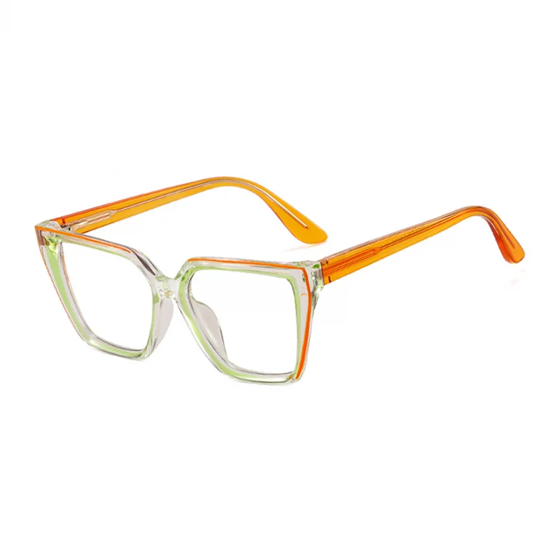 Ralferty Women's Full Rim Square Cat Eye Acetate Eyeglasses R97714 Full Rim Ralferty C7 Green Yellow CHINA 