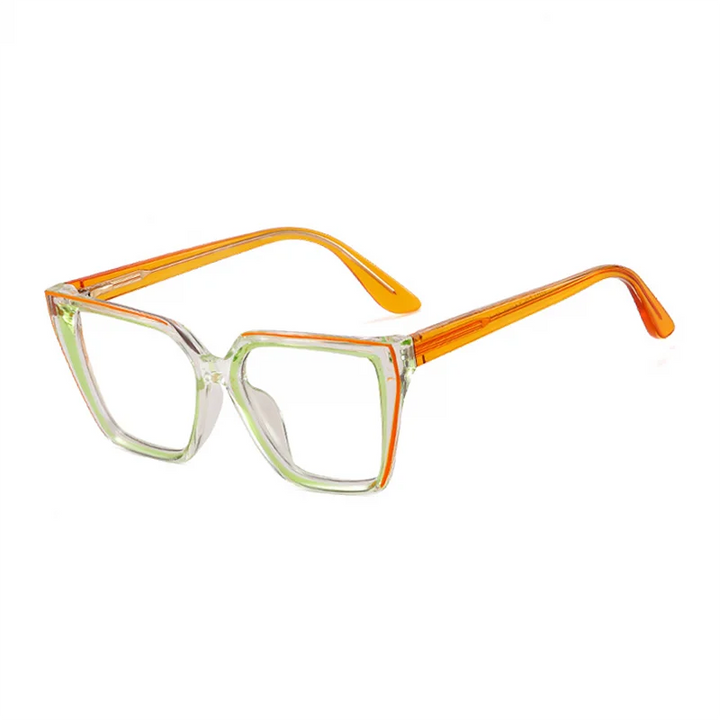 Ralferty Women's Full Rim Square Cat Eye Acetate Eyeglasses R97714 Full Rim Ralferty C7 Green Yellow CHINA 