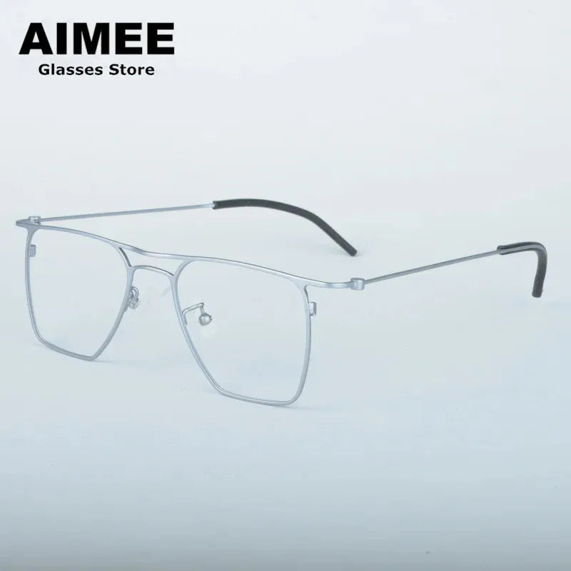 Aimee Unisex Full Rim Square Double Bridge Titanium Eyeglasses 11518 Full Rim Aimee   