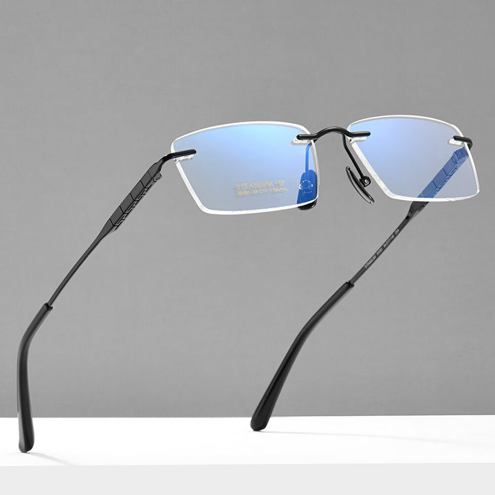 Gmei Men's Rimless Square Titanium Eyeglasses 91091 Rimless Gmei Optical   
