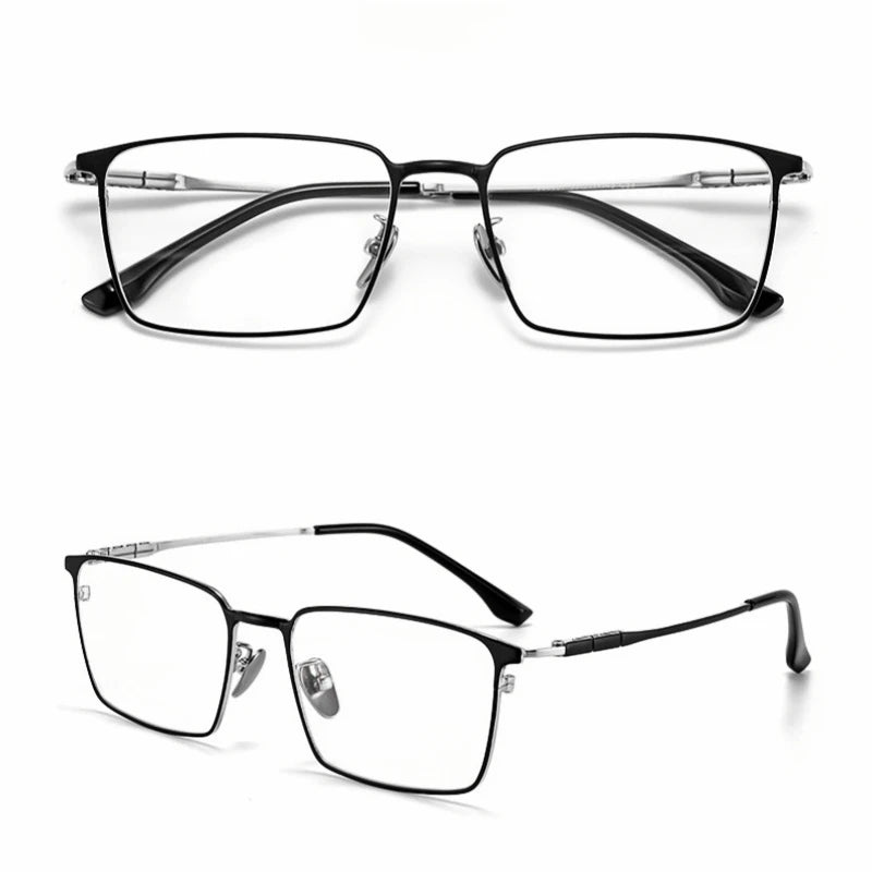 Yimaruli Men's Full Rim Square IP Titanium Eyeglasses J86037 Full Rim Yimaruili Eyeglasses Black Silver  