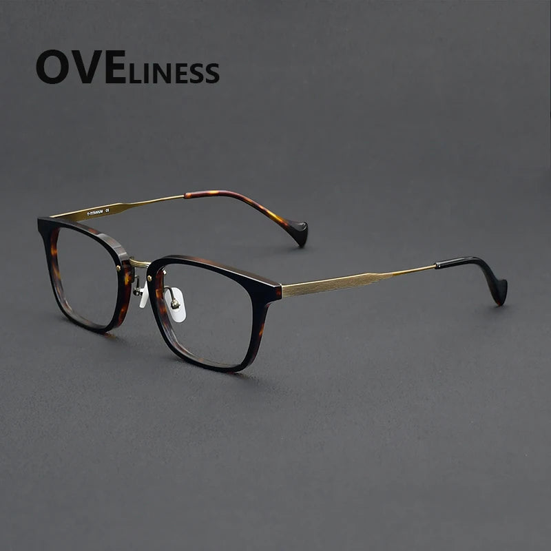 Oveliness Unisex Full Rim Big Square Acetate Titanium Eyeglasses 926016