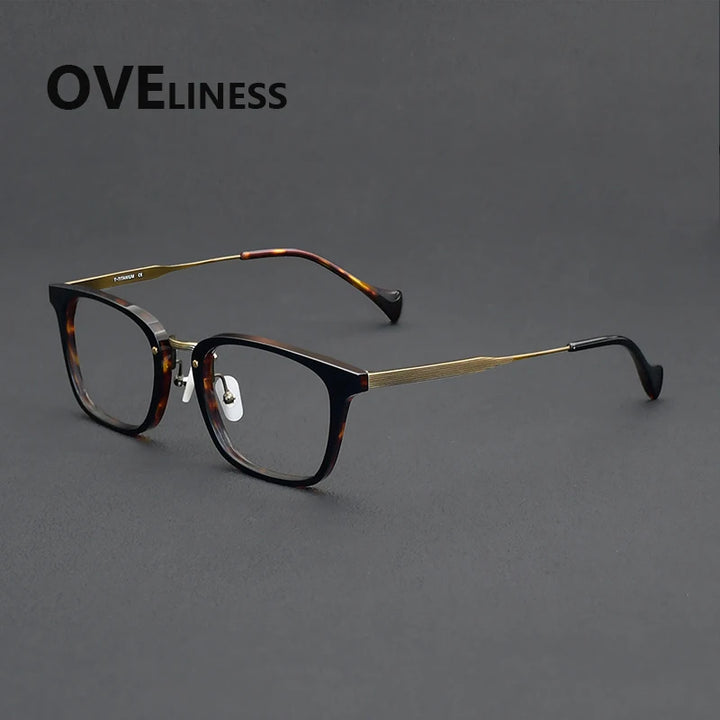 Oveliness Unisex Full Rim Big Square Acetate Titanium Eyeglasses 926016