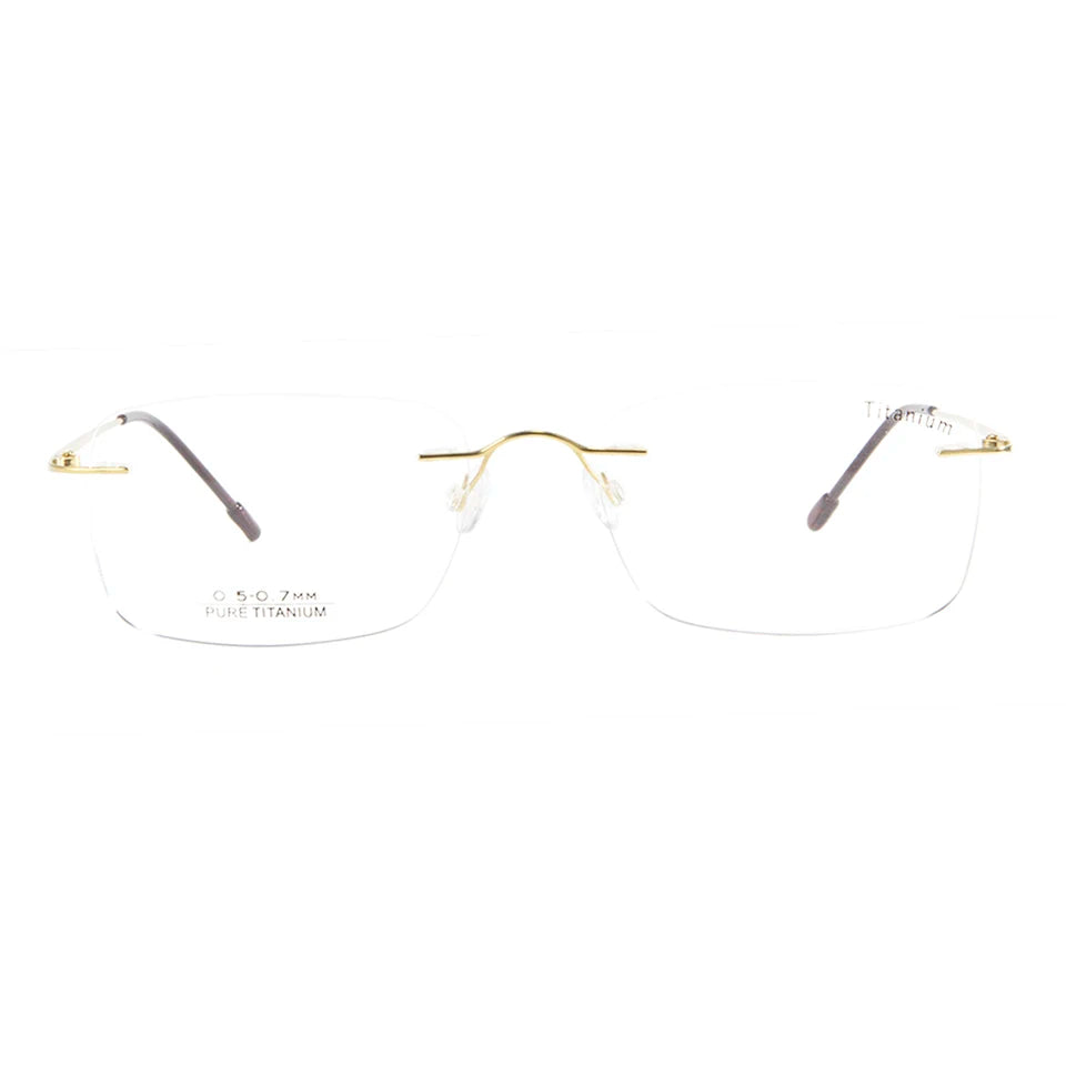 Esnbie Unisex Rimless Oval Rectangle Titanium Eyeglasses 11451 Rimless Esnbie   