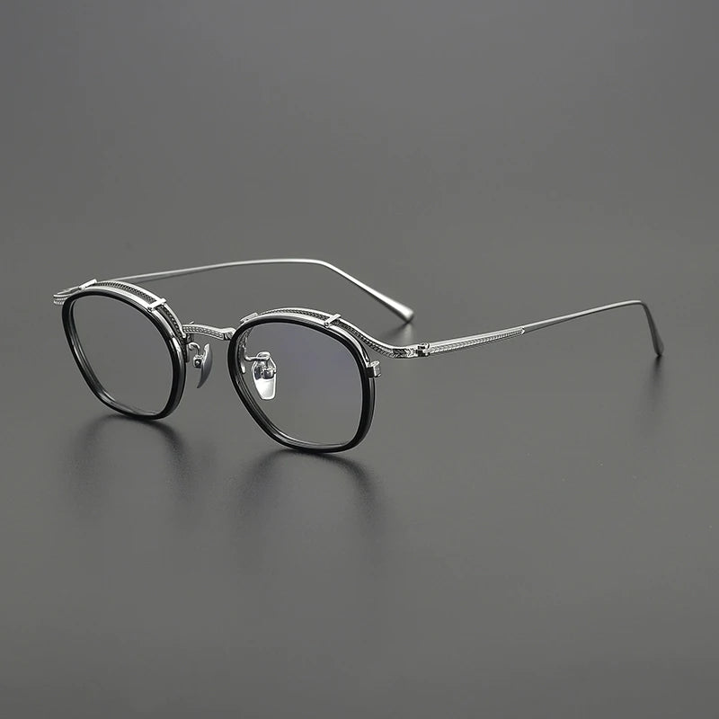 Gatenac Unisex Full Rim Square Acetate Titanium Eyeglasses G8018