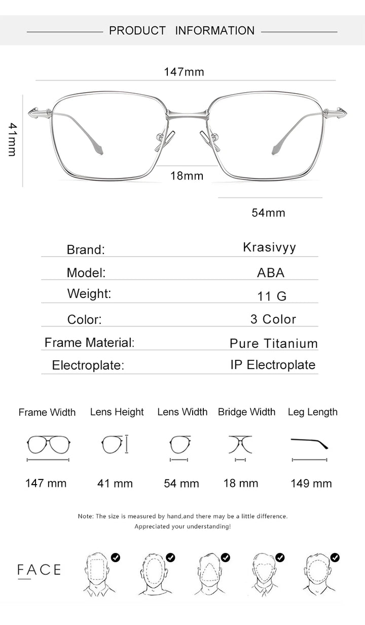 Krasivyy Women's Full Rim Oval Square Titanium Eyeglasses 44300 Full Rim Krasivyy   