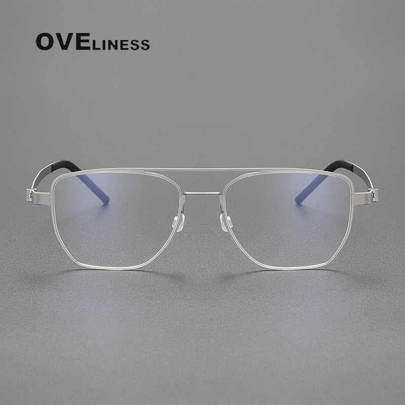 Oveliness Unisex Full Rim Square Double Bridge Titanium Eyeglasses 9622 Full Rim Oveliness   