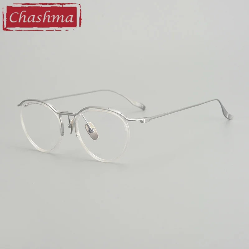 Chashma Ottica Unisex Full Rim Oval Acetate Titanium Eyeglasses 412131