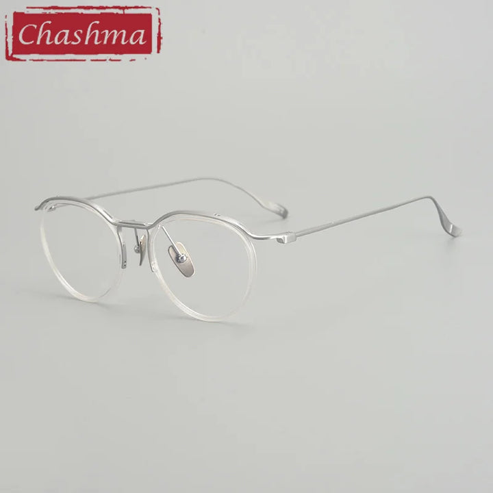 Chashma Ottica Unisex Full Rim Oval Acetate Titanium Eyeglasses 412131