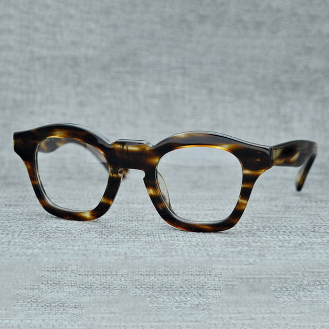 Cubojue Unisex Full Rim Square Acetate Myopic Reading Glasses 502445 Reading Glasses Cubojue no function lens 0 brown 