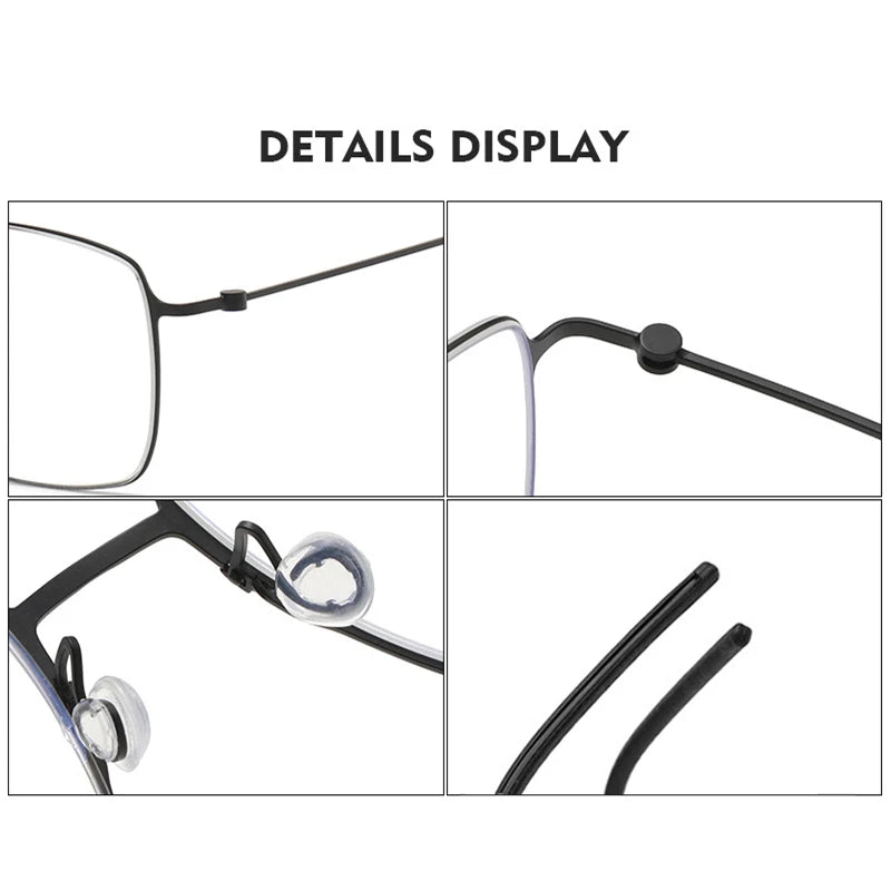 Black Mask Unisex Full Rim Screwless Square Titanium Eyeglasses 5508 Full Rim Black Mask   