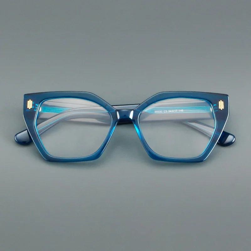 Hewei Women's Full Rim Polygon Square Acetate Temple Eyeglasses 88030