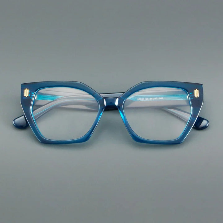 Hewei Women's Full Rim Polygon Square Acetate Temple Eyeglasses 88030