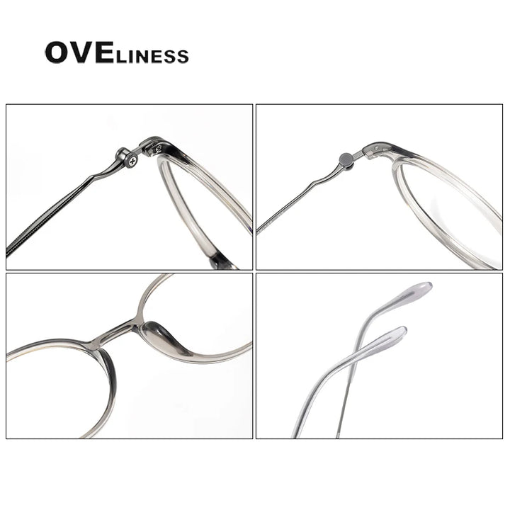 Oveliness Unisex Full Rim Round Acetate Titanium Eyeglasses 8667 Full Rim Oveliness   