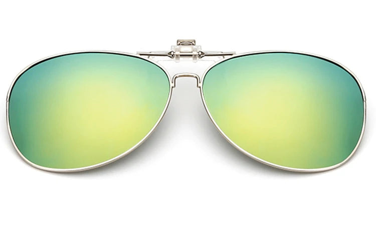 Vicky Unisex Full Rim Round Alloy Polarized Clip On Sunglasses V004 Clip On Sunglasses Vicky yellowish green  