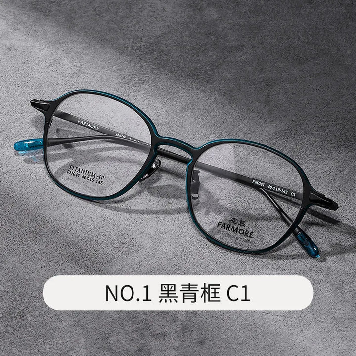 Reven Jate Unisex Full Rim Oval Round Titanium Eyeglasses 69041