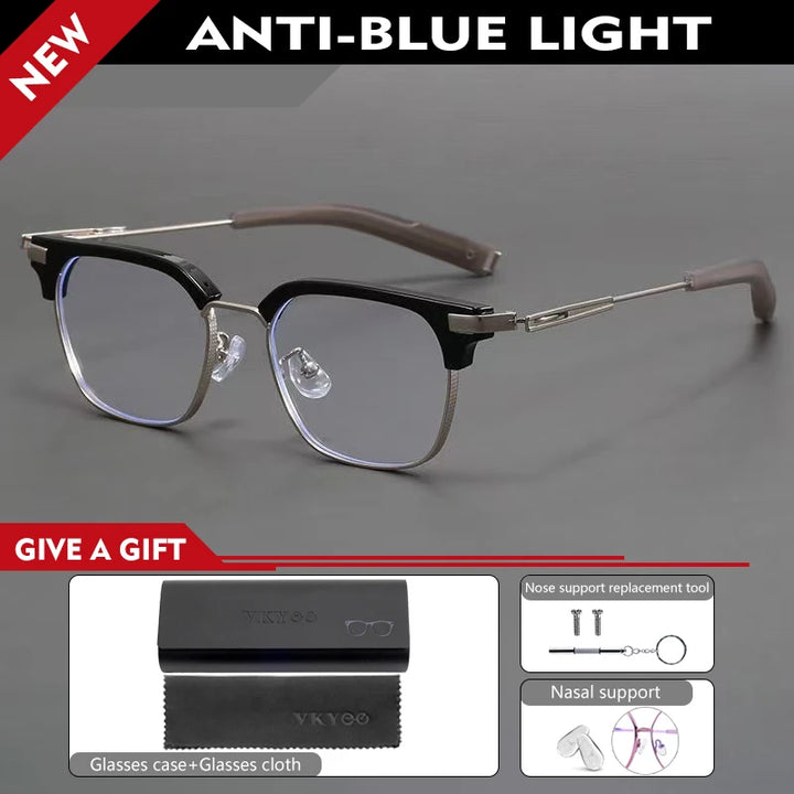 Vicky Unisex Full Rim Big Square Tr 90 Alloy Reading Glasses 53179