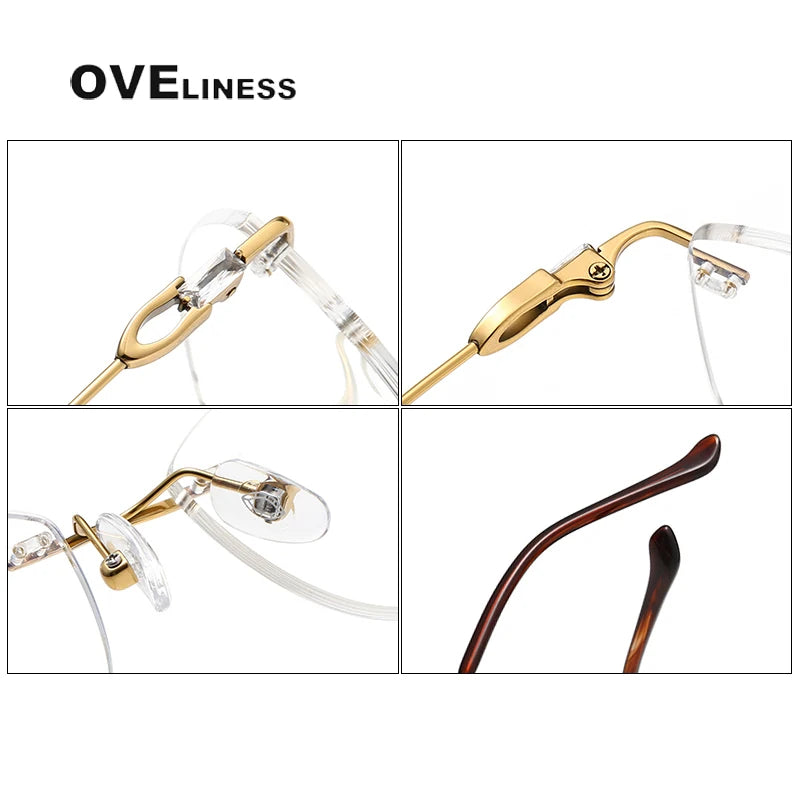 Oveliness Women's Rimless Oval Cat Eye Titanium Eyeglasses 196006 Rimless Oveliness   